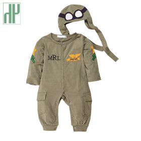 Fashionals Baby Rompers one-piece pilot baby clothes new born boy jumpsuit funny baby girl romper hat two piece outfits costume