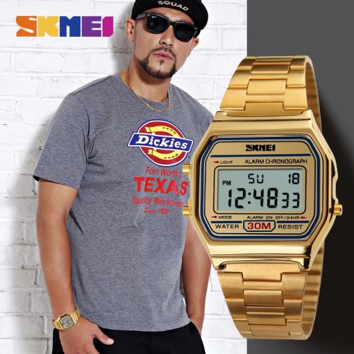 SKMEI Men Fashion Casual Watch LED Man Digital Wristwatches Stainless Steel 30M Waterproof Men Watches Masculino Relojes 1123 2