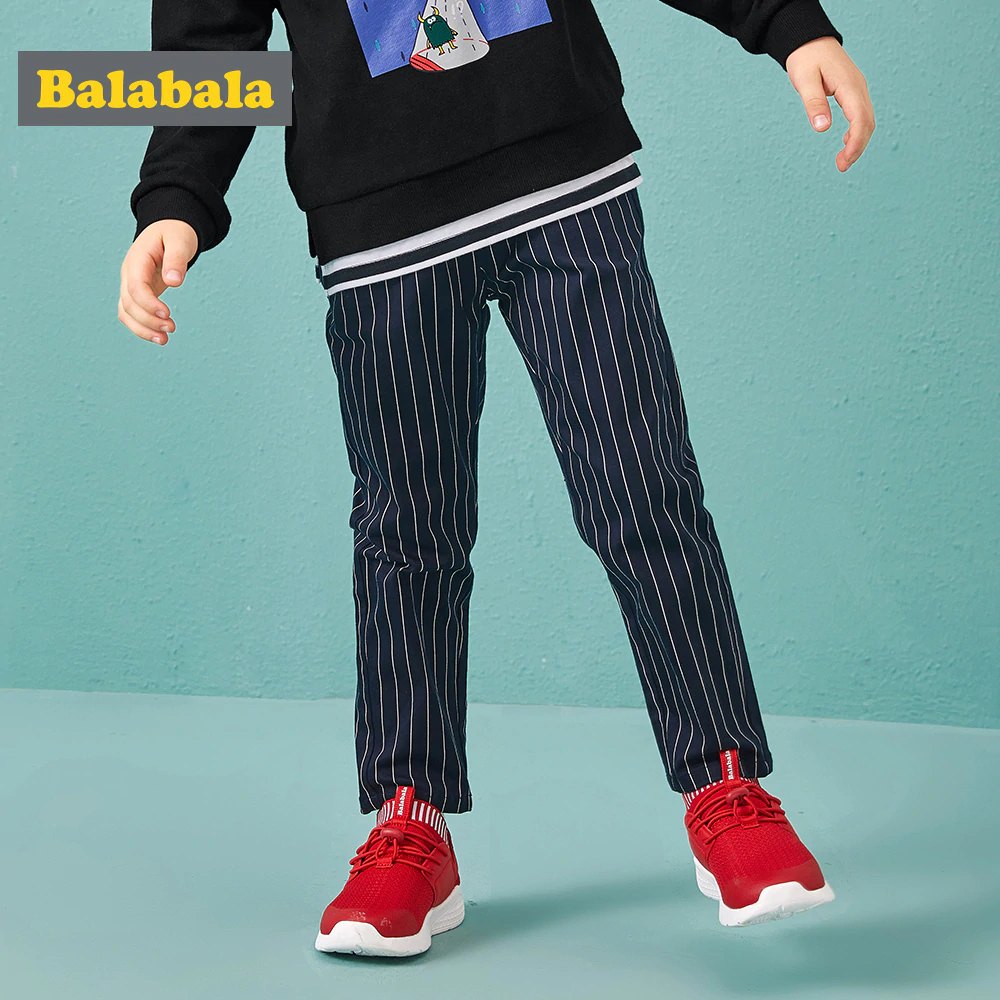 Balabala stripe straight pants for the boy fashion regular trousers boy autumn pants toddler kids with elastic waist pants