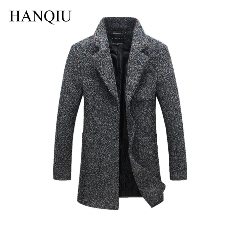 M-5XL 2018 New Fashion Long Trench Coat Men Winter Mens Overcoat 40% Wool Thick Pea Trench Coat Male Jacket
