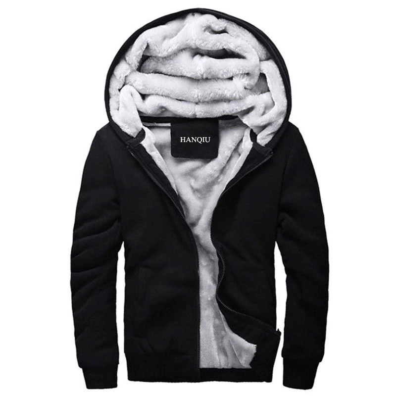 Black Hoodies Men 2018 Winter Jacket Fashion Thick Men's Hooded Sweatshirt Male Warm Fur Liner Sportswear Tracksuits Mens Coat