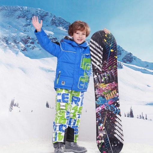 FREE SHIPPING skiing jacket+pant snow suit fur lining -20 DEGREE ski suit  kids winter clothing set for boys 1