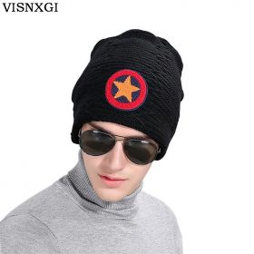 Men Velvet Skullies Knit Hat Bonnet Winter Warm Knitted Wool caps Hats Braid Star Brand Fringe Beanies Male Gorros Carhart M071
