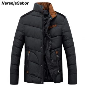 NaranjaSabor Men's Winter Thick Parkas Male Causal Overcoats Stand Collar Jackets Warm Padded Outerwear Men Brand Clothing N455