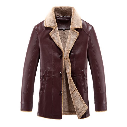 2018 New Winter Jackets Men Casual Slim Fit PU Windbreak Thick Overcoat Leather Jacket Male Fashion Brand Clothing Plus M-4XL 1