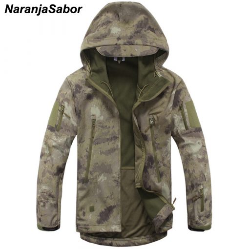 NaranjaSabor New Men's Military Tactical Jackets Casual Hooded Army Coats Winter Fleece Camouflage Softshell Male Outerwear N449 2