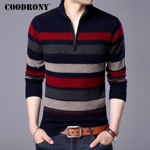 COODRONY Mens Sweaters And Pullovers Pure Merino Wool Sweater Men 2018 Winter Thick Warm Zipper Turtleneck Cashmere Pullover Men 3