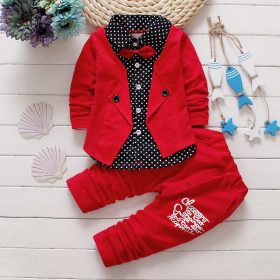Baby clothes boy formal gentleman suit kids clothes costume for girls children Bow toddler boys clothes set birthday dress wear 3