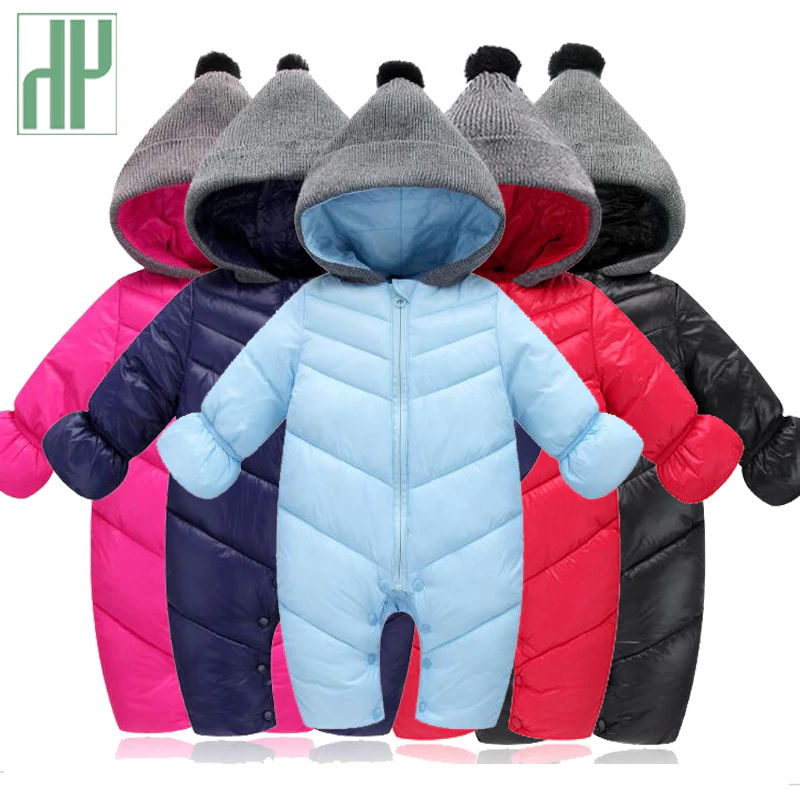 HH Baby Winter Clothes Girl Romper Warm jumpsuit baby overalls Long Sleeve Hooded Outerwear Snowsuit baby boy winter overalls