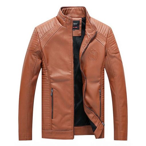 FGKKS 2018 Men Brand PU Leather Jacket Coat Mens Faux Fur Trend Slim Fit Youth Motorcycle Jackets for Male Warm Coats 1