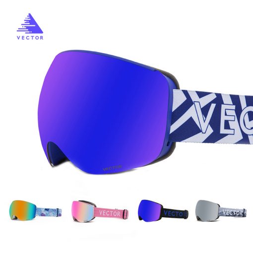 VECTOR Ski Goggles Double Layers with Magnetic UV400 Anti-fog Big Spherical Ski Glasses Men Women Snow Snowboard Goggles Eyewear