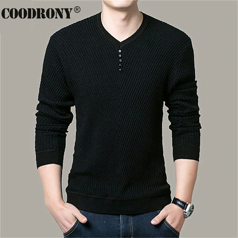 COODRONY Sweater Men Casual V-Neck Pullover Men Autumn Slim Fit Long Sleeve Shirt Mens Sweaters Knitted Cashmere Wool Pull Homme 3