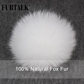 FURTALK Children Winter Pompom Hat Scarf Set for Girls Boys Kids Knitted Hat Real Fox Fur Pompom Ears Hats Baby Hat 5