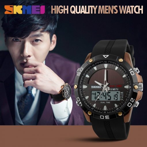 SKMEI Men Solar Dual Watches Fashion Digital Sport Watch Chronograph Alarm Waterproof Quartz Wristwatches Relogio Masculino 1064 2
