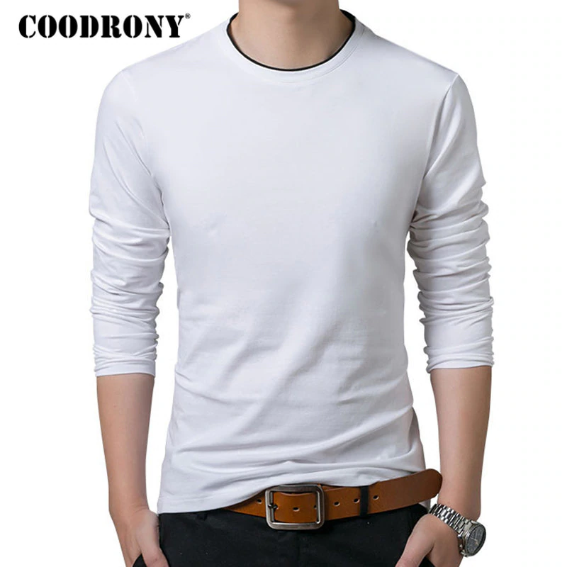 COODRONY T Shirt Men 2018 Autumn Casual All-match Long Sleeve O-Neck T-Shirt Men Brand Clothing Soft Cotton Tee Shirts Tops 8617