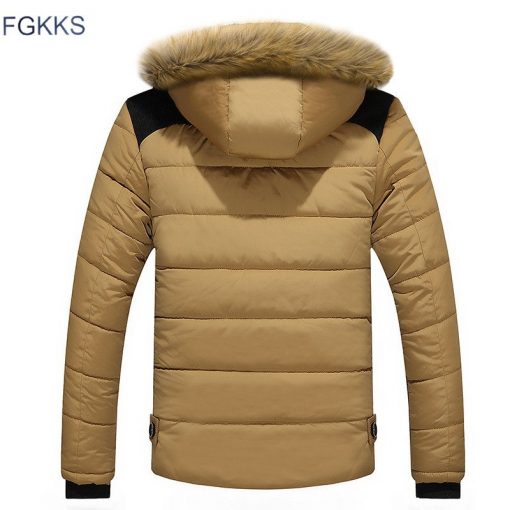 FGKKS  Winter Jacket Men Fashion Design Brand Parka Men Clothing Zipper Coat Male Thick Warm Fur Collar Hooded Parka 4
