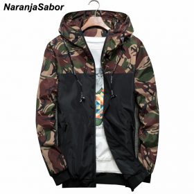 NaranjaSabor Spring Autumn Men's Jackets Camouflage Military Hooded Coats Casual Zipper Male Windbreaker Men Brand Clothing N434