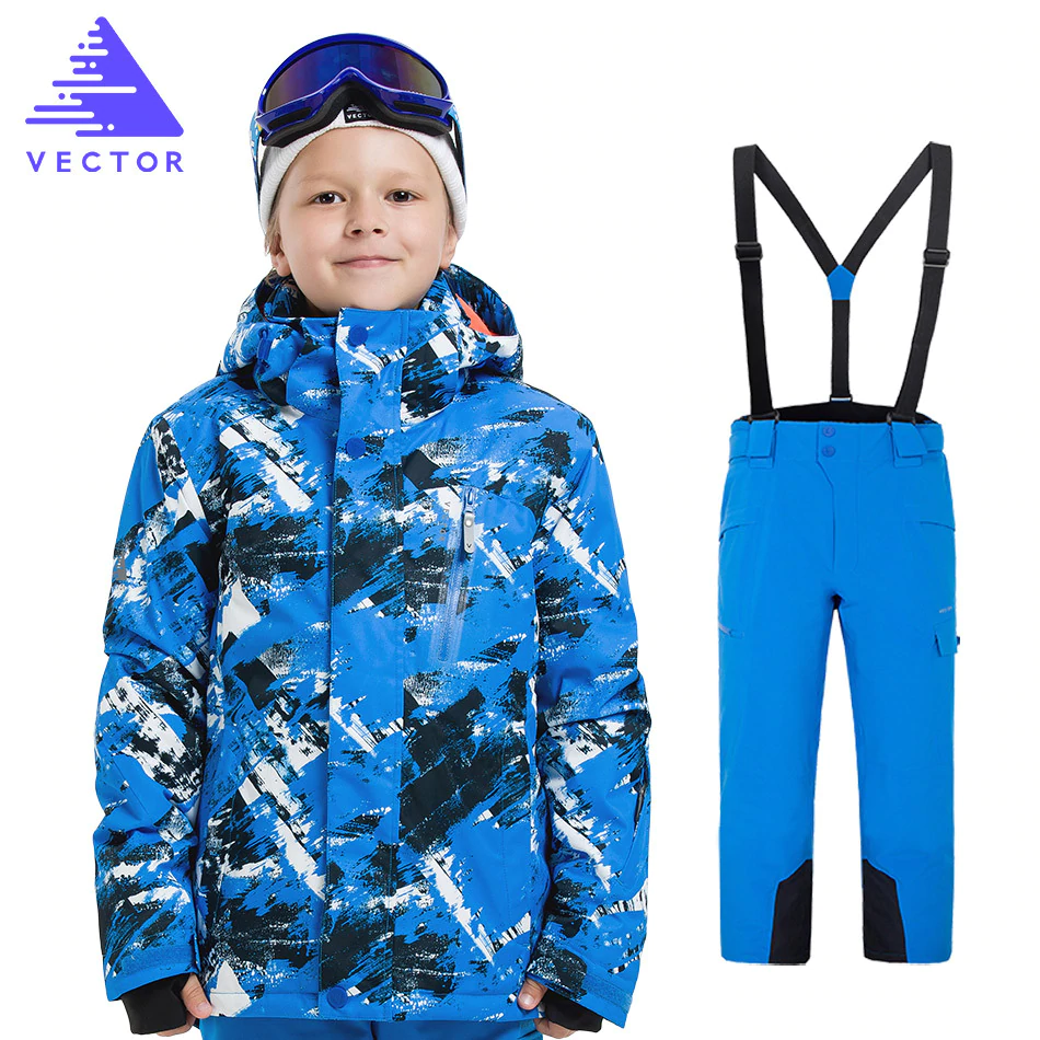 VECTOR Boys Girls Ski Suits Warm Waterproof Children Skiing Snowboarding Jackets + Pants Winter Kids Child Ski Clothing Set