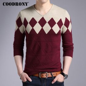 COODRONY Cashmere Wool Sweater Men 2018 Autumn Winter Slim Fit Pullovers Men Argyle Pattern V-Neck Pull Homme Christmas Sweaters 3