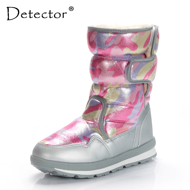 Detector Girl Boy Windproof Waterproof Snow Boots Outdoor Hunting Thickening Thermal Boots Warm Fur Shoes Winter Military Boots
