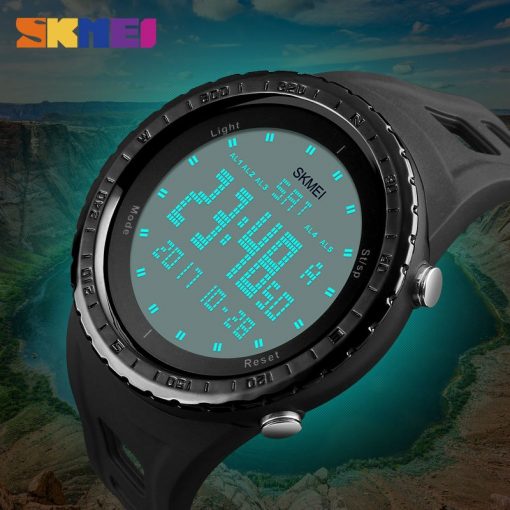 SKMEI 1246 Men Sports Watches Countdown Chrono Double Time EL Light Digital Wristwatches 50M Water Resistant Relogio Masculino 5