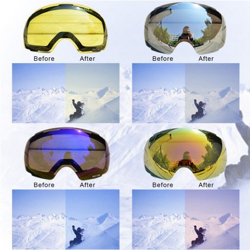 Anti-fog UV400 Skiing Goggles Lens Magnet Adsorption Weak Light tint Weather Cloudy Brightening Lens For HXJ20013  (Only Lens)  4