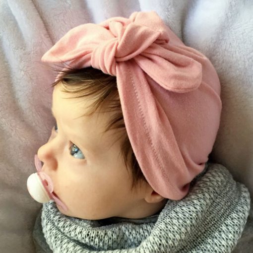 New Baby Hats Rabbit Ears Beanie Hat Lovely BowKnot Cotton Turban Caps Spring Children Kids Headwear Hair Accessories 1-6Y 2