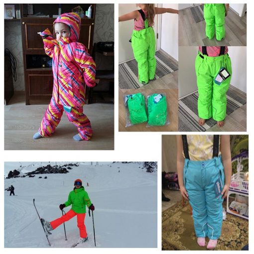 Detector Winter Girls Ski Pants Windproof Overall Pants Tracksuits for Children Waterproof Warm Kids Boys Snow Ski Trousers 5