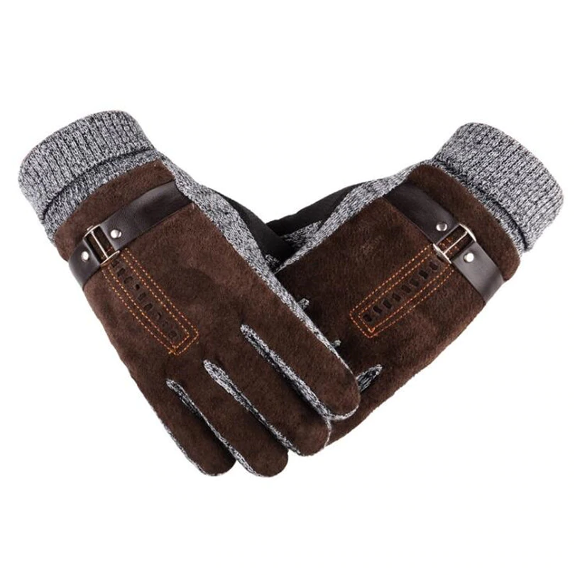 2018 New Design Men Winter Gloves Luxury Leather Moto Guantes PU Patchwork Thick Gloves Male Motocicleta Thermal Warm Gloves 1