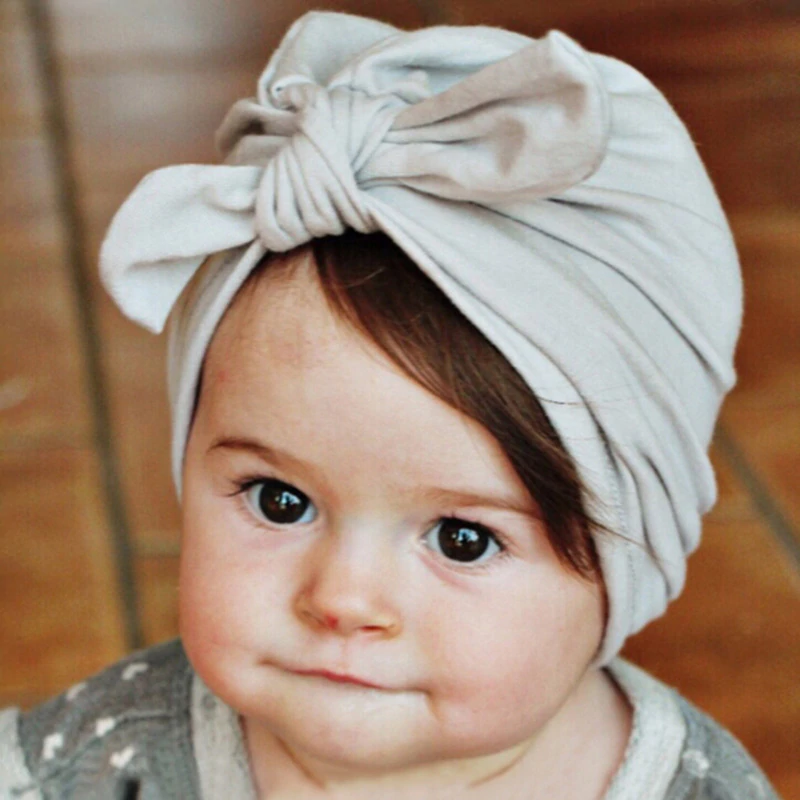 New Baby Hats Rabbit Ears Beanie Hat Lovely BowKnot Cotton Turban Caps Spring Children Kids Headwear Hair Accessories 1-6Y