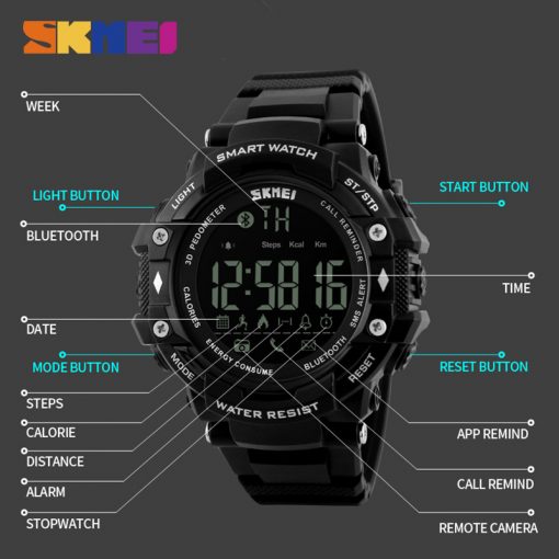 SKMEI Smart Watch Men Outdoor Sports Watches Pedometer Calorie Bluetooth Fitness Tracker 50M Waterproof Wristwatches 1226 4