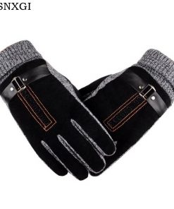 2018 New Design Men Winter Gloves Luxury Leather Moto Guantes PU Patchwork Thick Gloves Male Motocicleta Thermal Warm Gloves