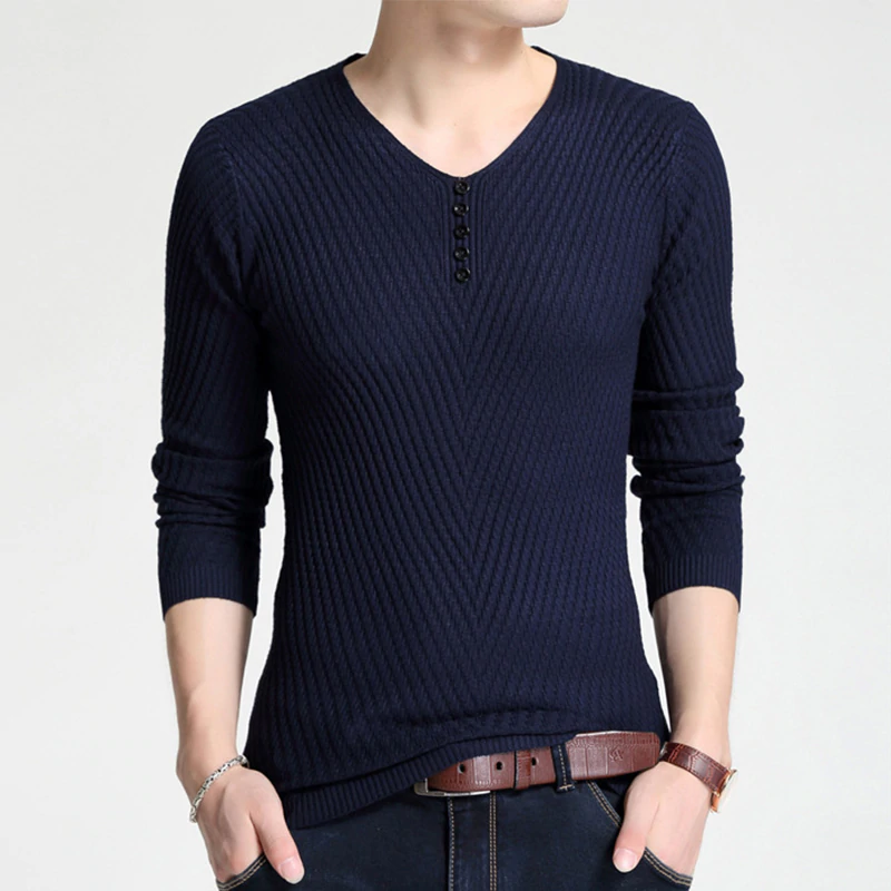 Casual Sweater Men 2018 New Arrival Autumn Winter Pullover Men Slim Fit V-neck Solid Quality Long Sleeve Brand Clothing M-4XL