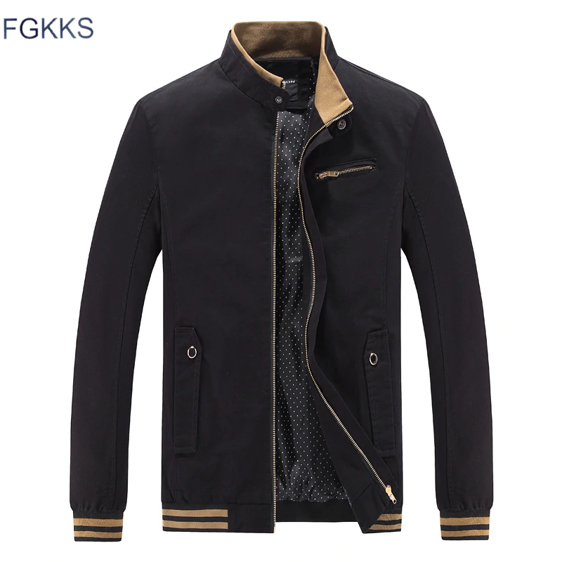 FGKKS New Brand Men Casual Jacket Autumn Men's Coat Fashion Solid color Clothing Jackets Male Outerwear