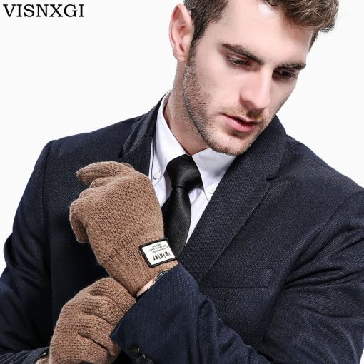 VISNXGI Knitted Winter Gloves 2018 Black Gray Touched Screen Gloves Man Women Winter Gloves Unisex Wrist Solid Warmer Guantes
