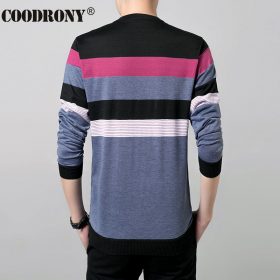 2017 New Autumn Winter Thin Sweater Men Wool Sweaters Knitted Cashmere O-Neck Pullover Shirt Men Casual Striped Pull Homme 66158 3