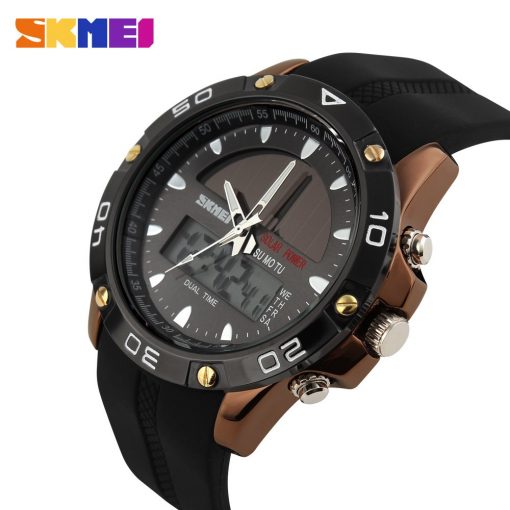 SKMEI Men Solar Dual Watches Fashion Digital Sport Watch Chronograph Alarm Waterproof Quartz Wristwatches Relogio Masculino 1064 1