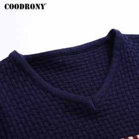 COODRONY 2018 Autumn Winter Warm Wool Sweaters Casual Hit Color  Patchwork V-neck Pullover Men Brand Slim Fit Cotton Sweater 155 4
