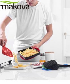 ERMAKOVA Food-Grade Nylon Strainer Slotted Spoon Heat-Resistant Skimmer Cooking Shovel Noodle Colander Chips Scoop Ice Scoop 1