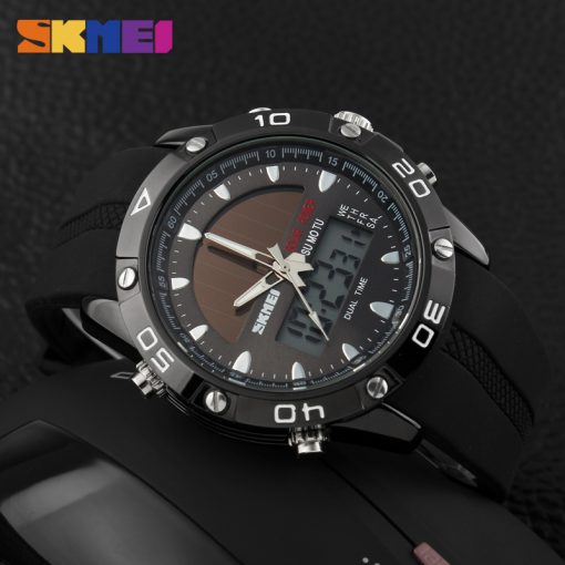 SKMEI Men Solar Dual Watches Fashion Digital Sport Watch Chronograph Alarm Waterproof Quartz Wristwatches Relogio Masculino 1064 5