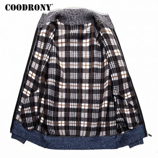 COODRONY Cashmere Wool Sweater Coat With Cotton Liner Zipper Coats Sweater Men Clothes 2018 Winter Thick Warm Cardigan Men H003 3