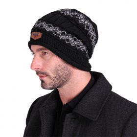 Men Skullies Casual Solid Headgear Winter Label Knitted Cap Male Wool Hat Label Cashmere Brand Keep Beanies Earmuffs Gorros M068 1