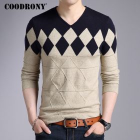 COODRONY Cashmere Wool Sweater Men 2018 Autumn Winter Slim Fit Pullovers Men Argyle Pattern V-Neck Pull Homme Christmas Sweaters 4