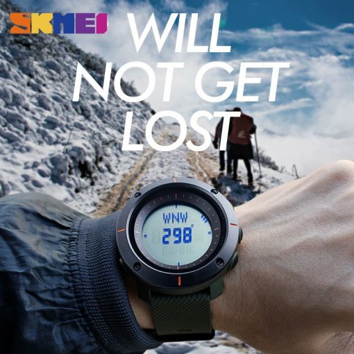 SKMEI Men Fashion Sports Watches Compass Watch 3 Alarm Repeater Chronograph Back Light 50M Waterproof Digital Wristwatches 1216 5