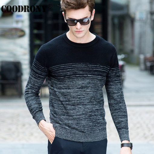 COODRONY 100% Merino Wool Sweater Men Winter Christmas Thick Warm Cashmere Sweaters Fashion Gradient Print O-Neck Pullover Homme 1