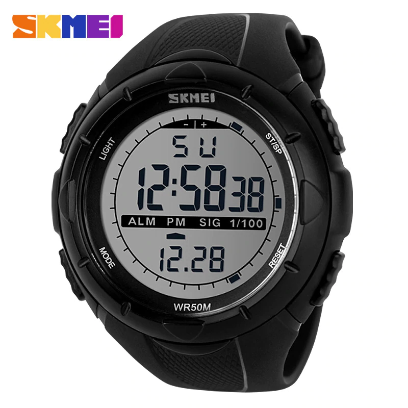 SKMEI Men Climbing Fashion Sports Digital Wristwatches Big Dial Military Watches Alarm Shock Resistant Waterproof Watch 1025