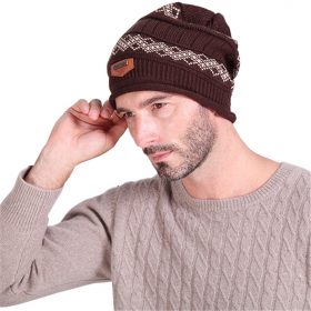 Men Skullies Casual Solid Headgear Winter Label Knitted Cap Male Wool Hat Label Cashmere Brand Keep Beanies Earmuffs Gorros M068 2