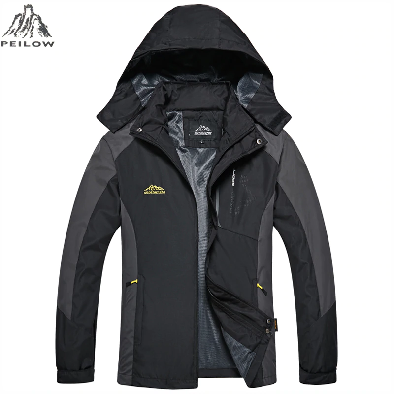 PEILOW Male Jacket Spring Autumn Brand Waterproof Windproof Jacket Coat Tourism Mountain Jacket Men brand clothing size M~4XL