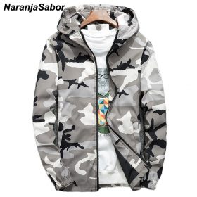 NaranjaSabor Spring Autumn Men's Hooded Jackets Camouflage Military Coats Casual Zipper Male Windbreaker Men Brand Clothing N438 2