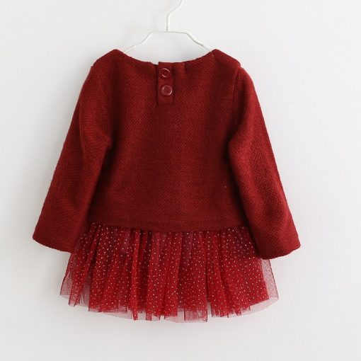 Baby girl dress Knitting Princess Dress spring winter Party for Toddler Girl christening dress Clothing Long sleeve Kids Clothes 1